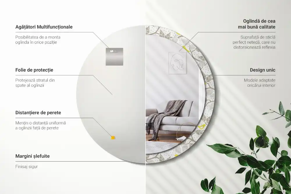 Runden spiegel Gelbe Vögel auf Ästen