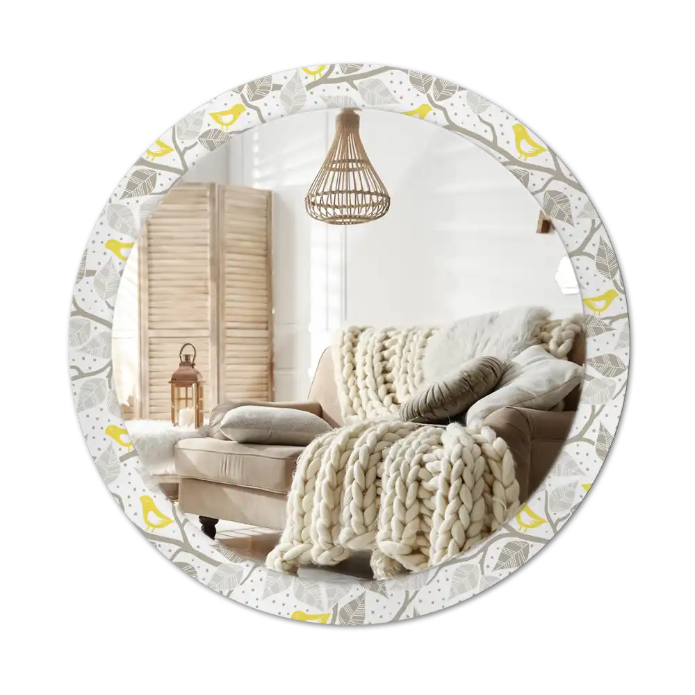 Runden spiegel Gelbe Vögel auf Ästen