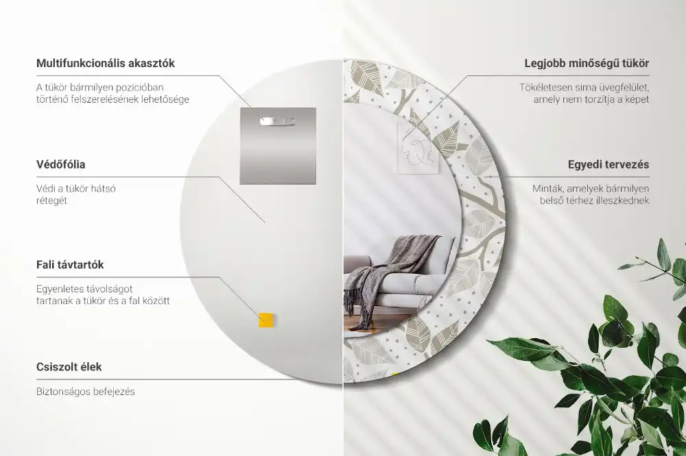 Runden spiegel Gelbe Vögel auf Ästen