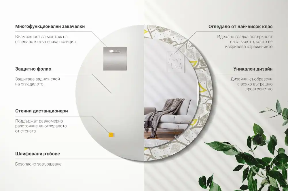 Runden spiegel Gelbe Vögel auf Ästen