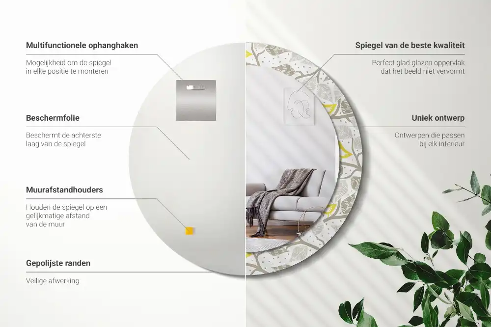 Runden spiegel Gelbe Vögel auf Ästen