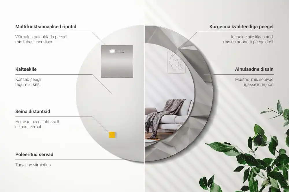 Spiegel rund Abstrakter weißer Kristall