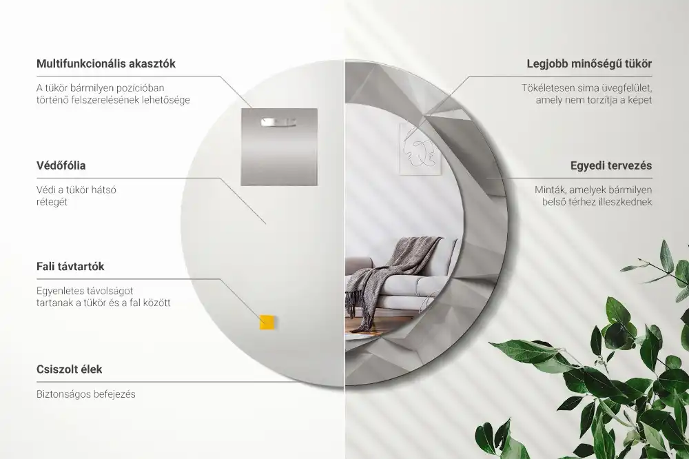 Spiegel rund Abstrakter weißer Kristall