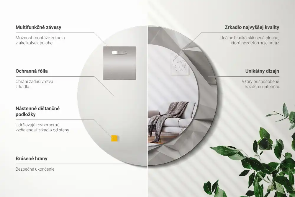 Spiegel rund Abstrakter weißer Kristall