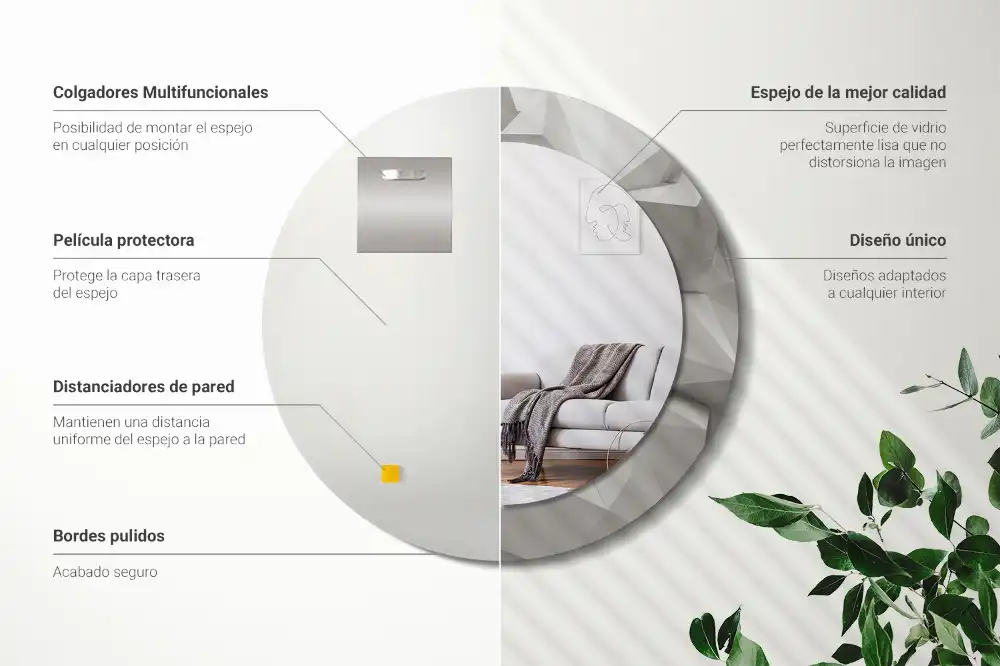 Spiegel rund Abstrakter weißer Kristall