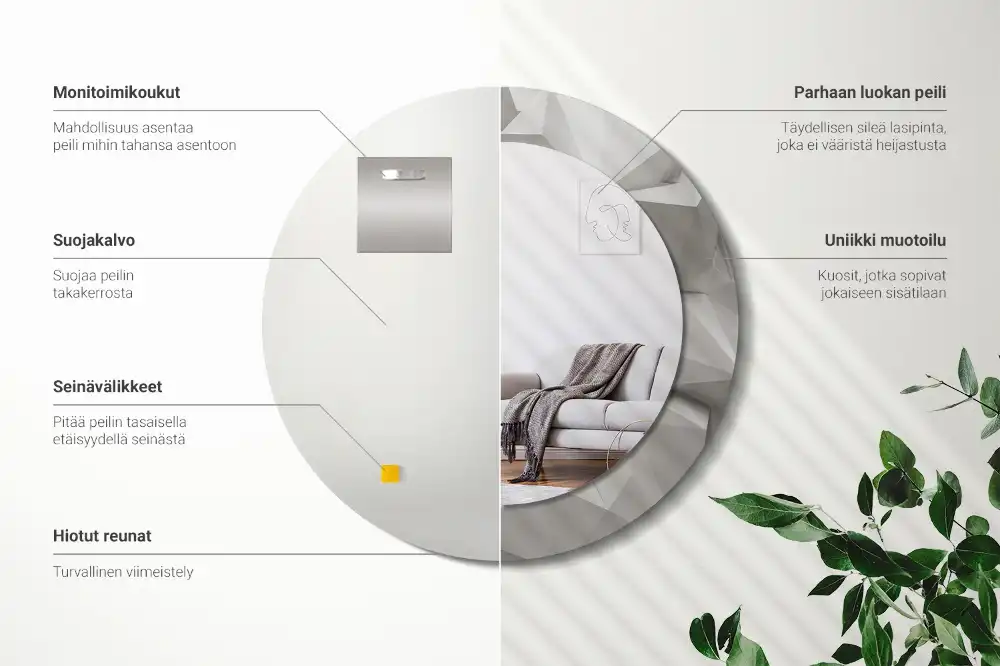 Spiegel rund Abstrakter weißer Kristall