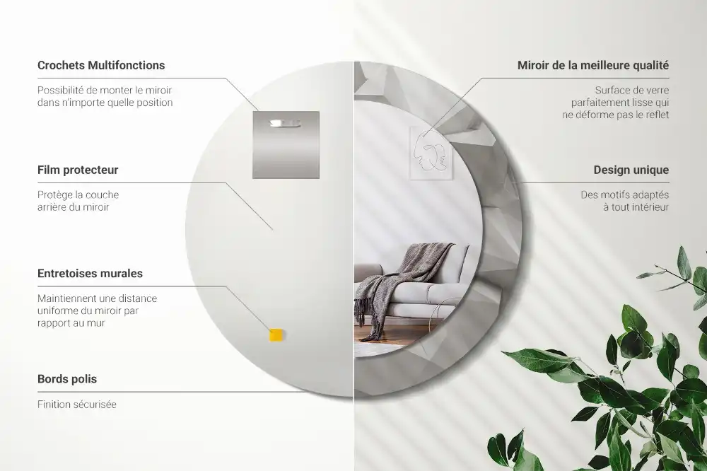 Spiegel rund Abstrakter weißer Kristall