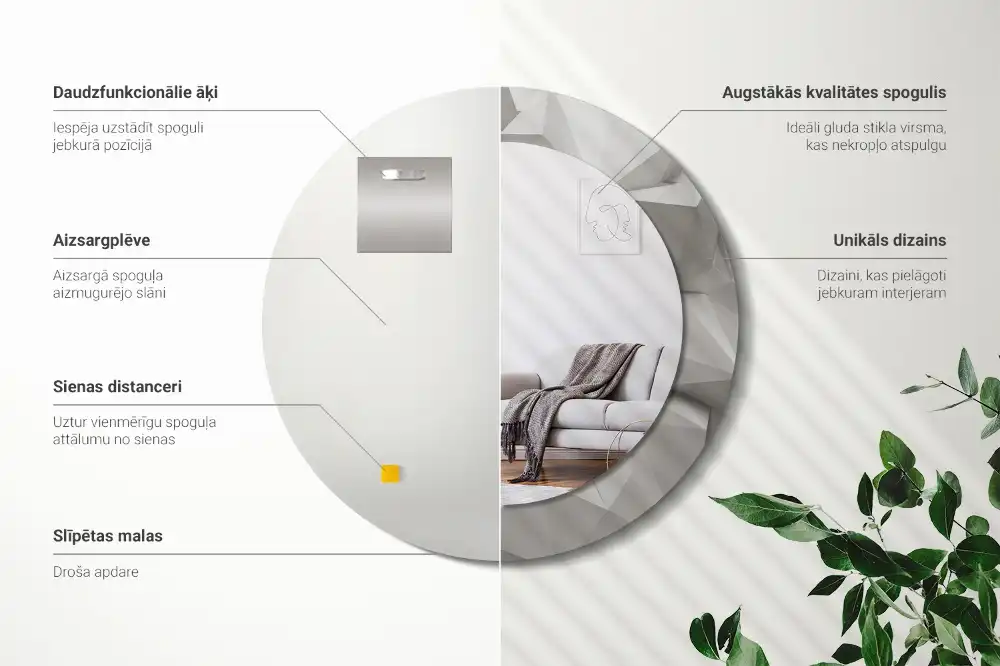 Spiegel rund Abstrakter weißer Kristall