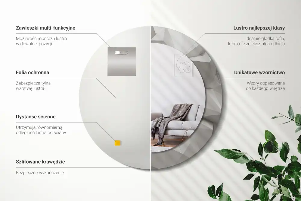 Spiegel rund Abstrakter weißer Kristall