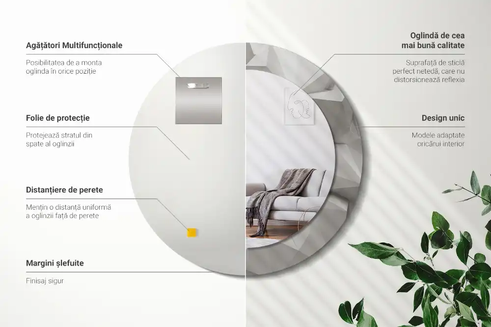 Spiegel rund Abstrakter weißer Kristall