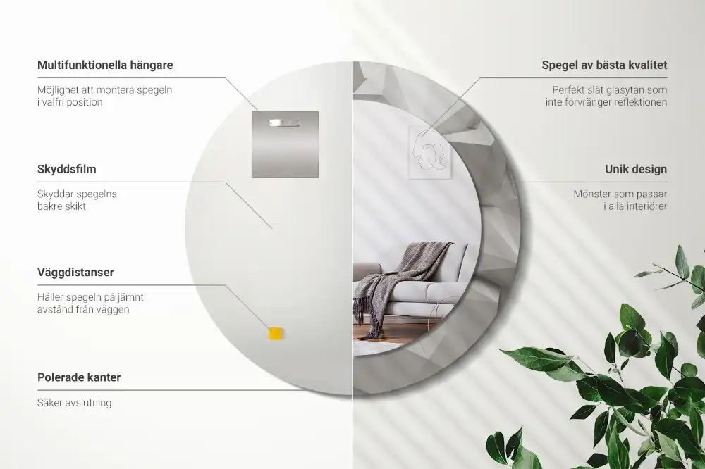 Spiegel rund Abstrakter weißer Kristall