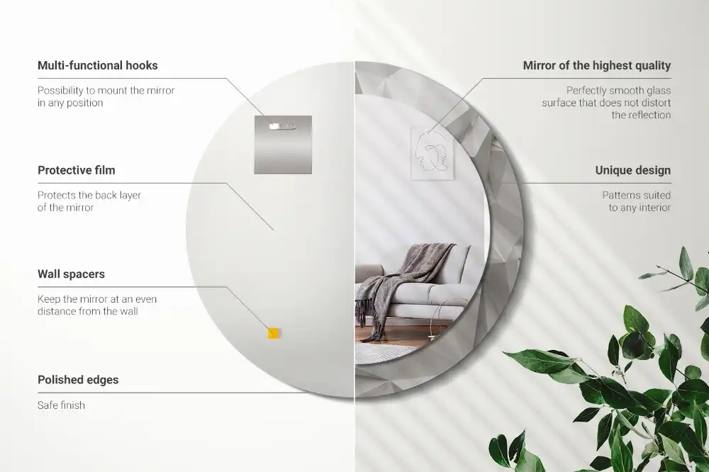 Spiegel rund Abstrakter weißer Kristall