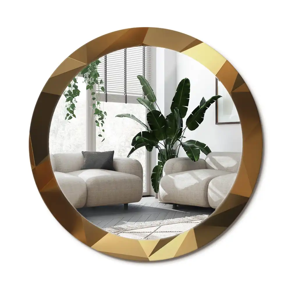 Spiegel mit bedrucktem Rahmen rund Geometrisches Muster