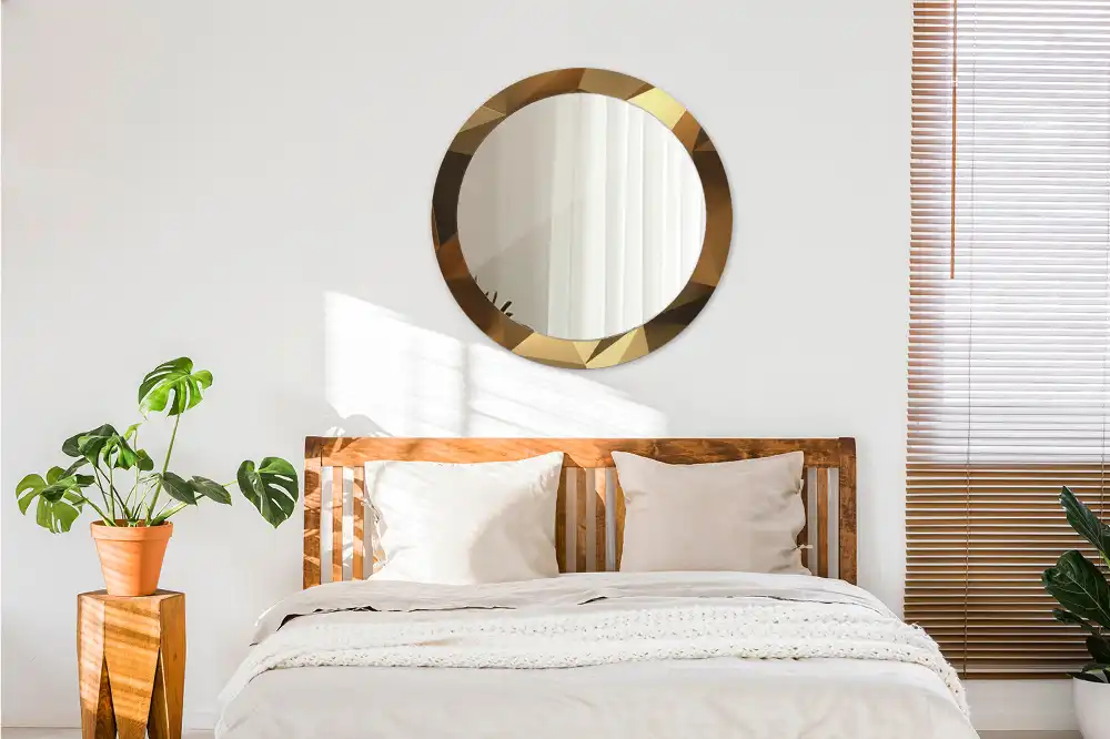 Spiegel mit bedrucktem Rahmen rund Geometrisches Muster