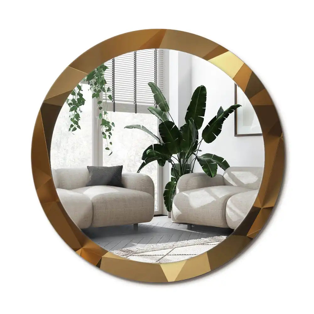 Spiegel mit bedrucktem Rahmen rund Geometrisches Muster