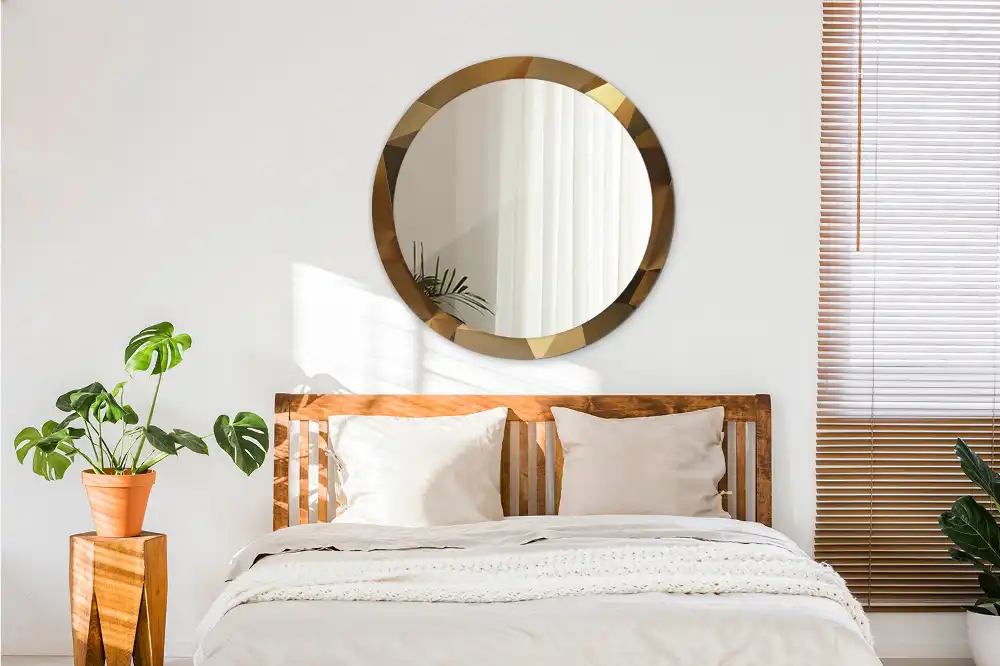 Spiegel mit bedrucktem Rahmen rund Geometrisches Muster