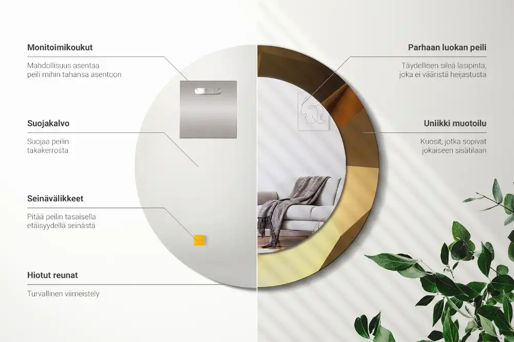 Spiegel mit bedrucktem Rahmen rund Geometrisches Muster