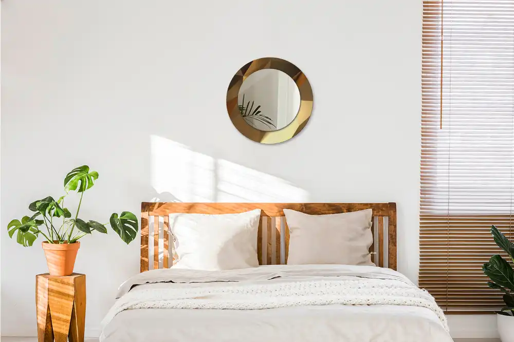 Spiegel mit bedrucktem Rahmen rund Geometrisches Muster