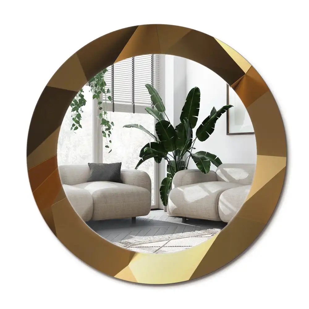 Spiegel mit bedrucktem Rahmen rund Geometrisches Muster