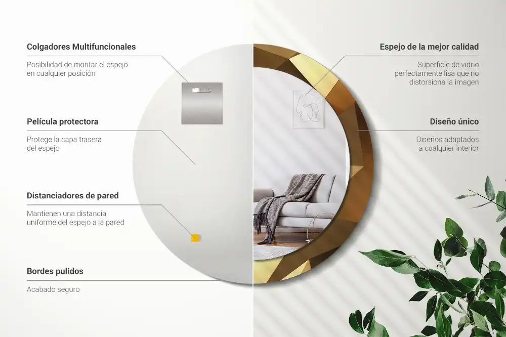 Spiegel mit bedrucktem Rahmen rund Geometrisches Muster