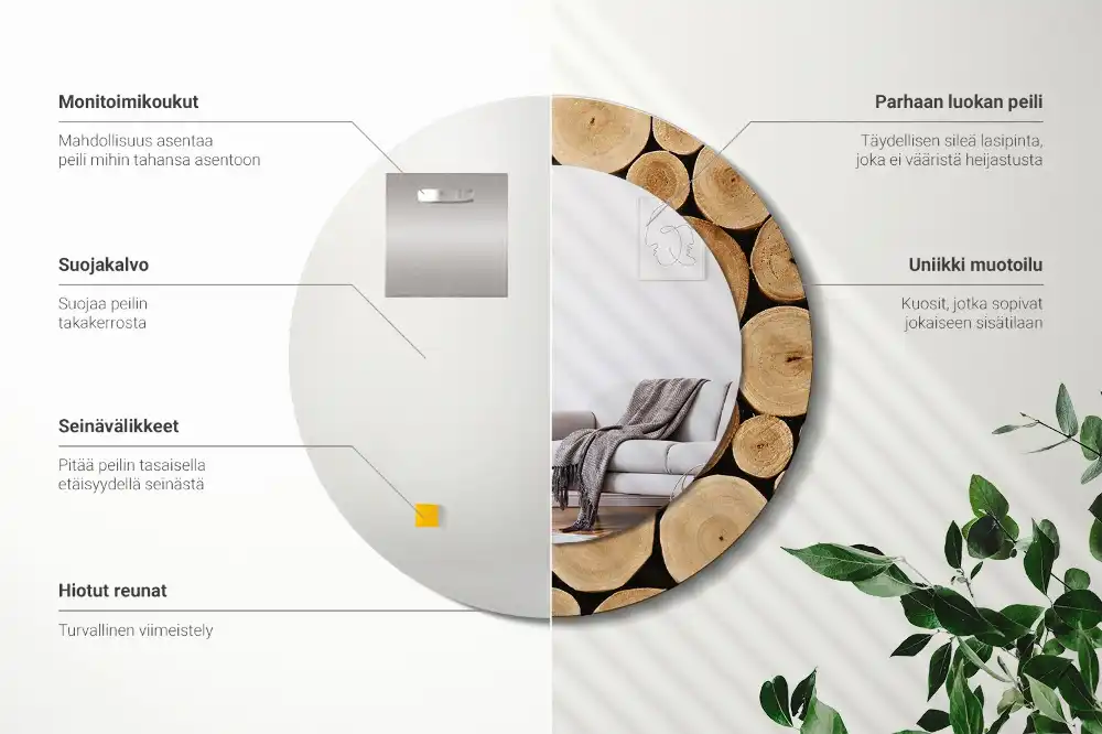 Spiegel rund Baumstämme