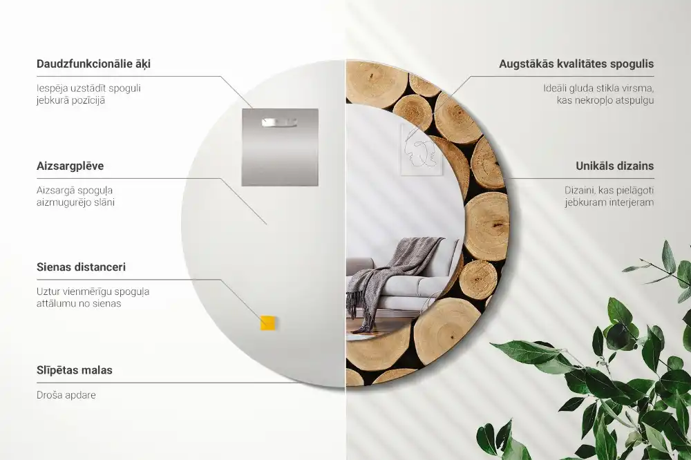 Spiegel rund Baumstämme