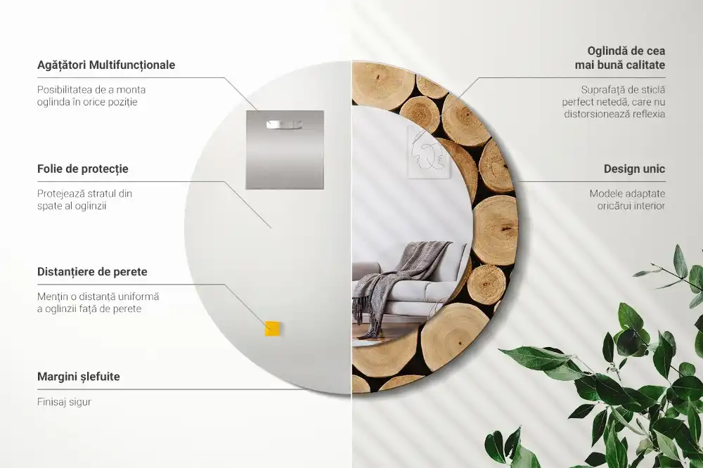 Spiegel rund Baumstämme