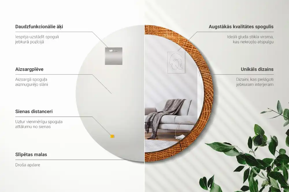 Runden spiegel Eichenholz