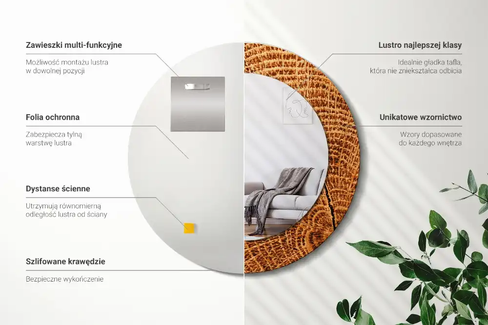 Runden spiegel Eichenholz