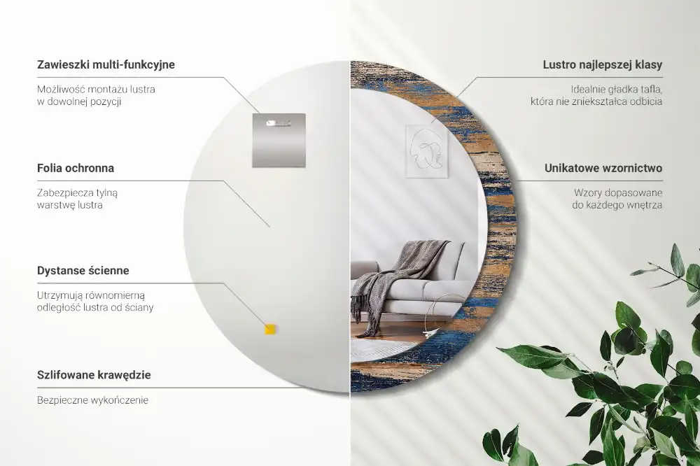 Spiegel rund Abstraktes Holz