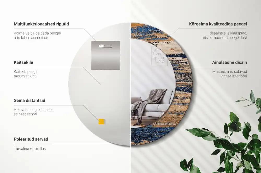 Spiegel rund Abstraktes Holz