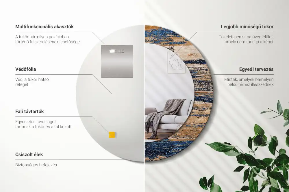 Spiegel rund Abstraktes Holz