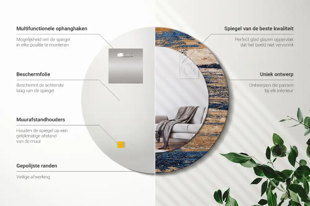 Spiegel rund Abstraktes Holz