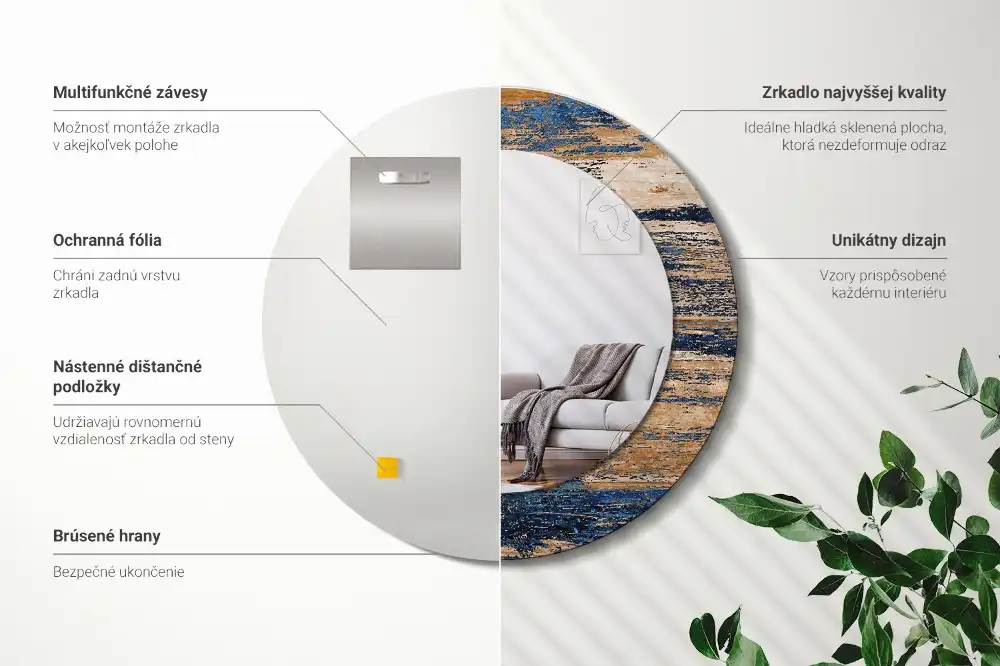 Spiegel rund Abstraktes Holz