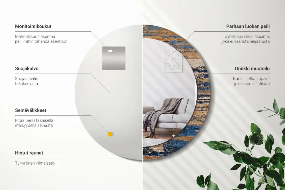 Spiegel rund Abstraktes Holz