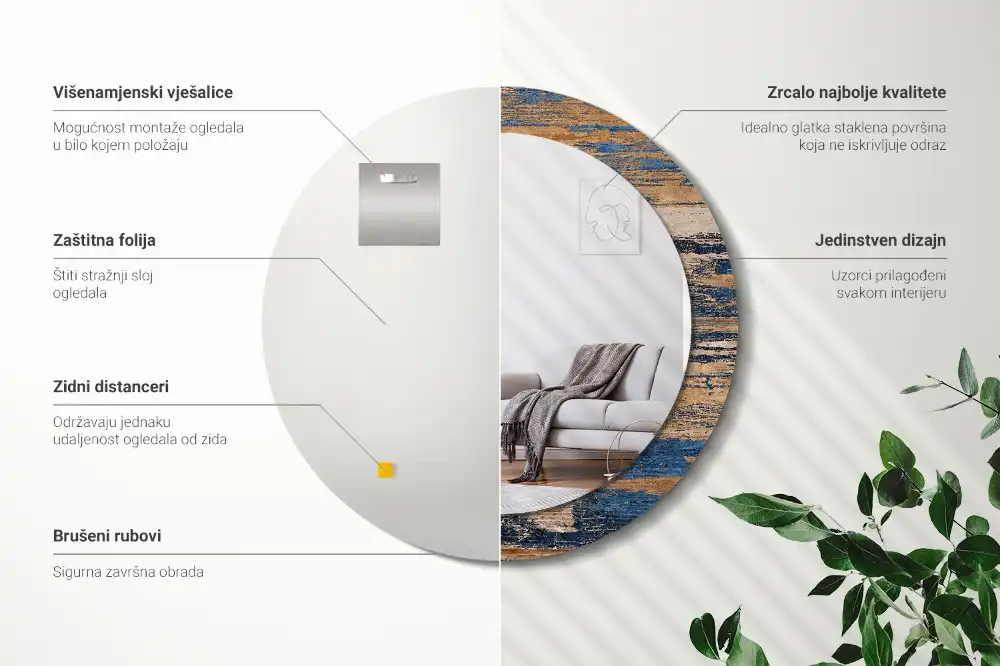 Spiegel rund Abstraktes Holz