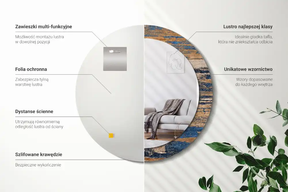 Spiegel rund Abstraktes Holz