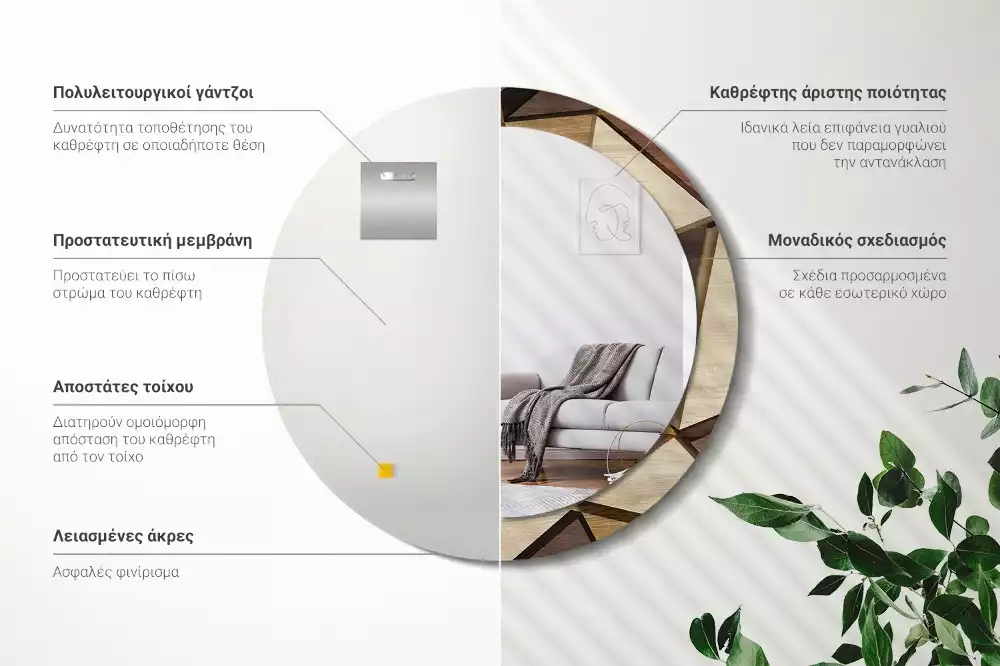 Spiegel rund Geometrisches 3D-Holz