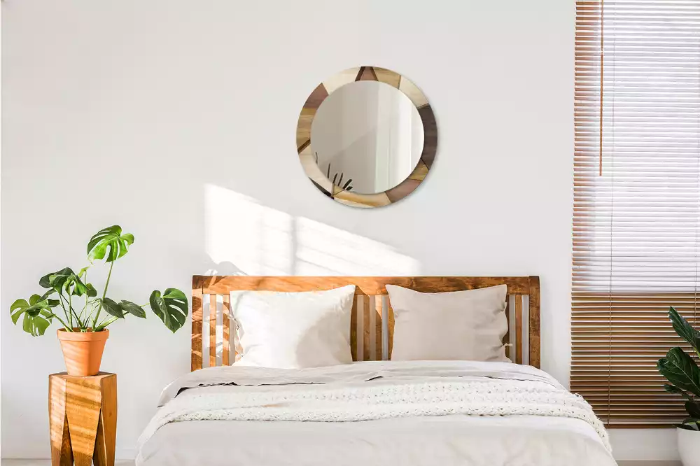 Spiegel rund Geometrisches 3D-Holz