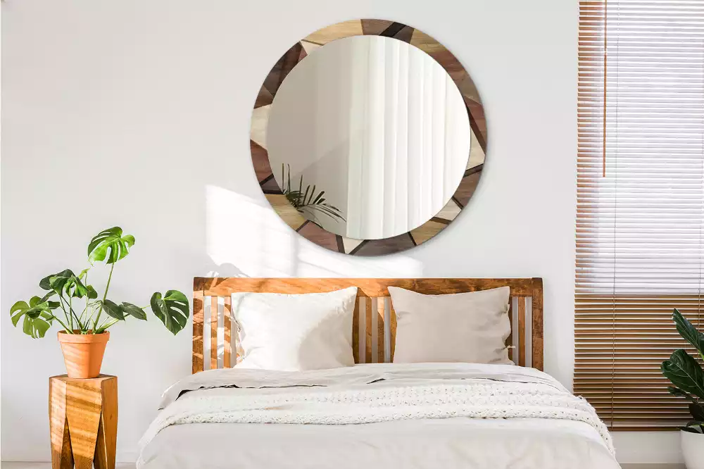 Spiegel rund Geometrisches 3D-Holz