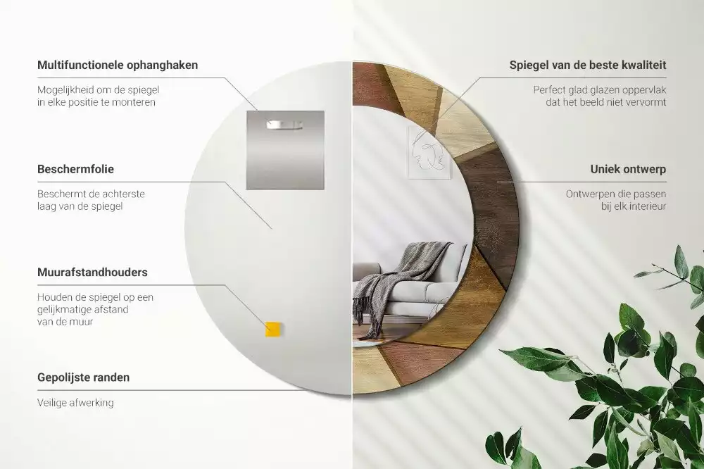 Spiegel rund Geometrisches 3D-Holz