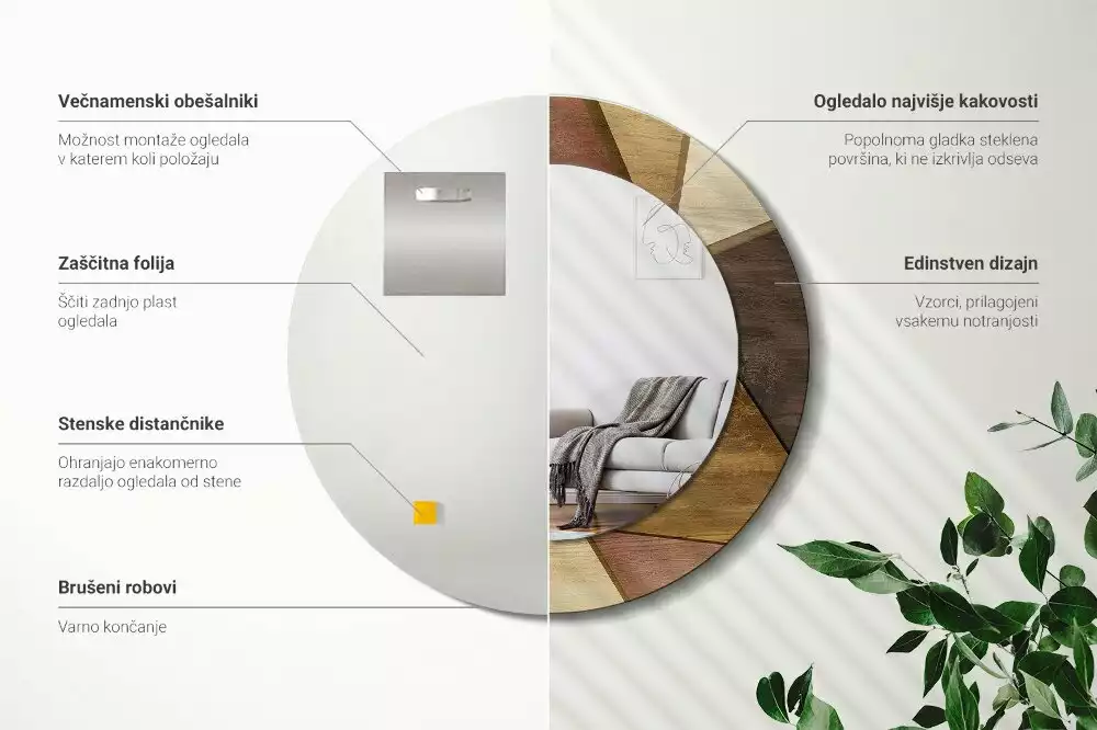 Spiegel rund Geometrisches 3D-Holz