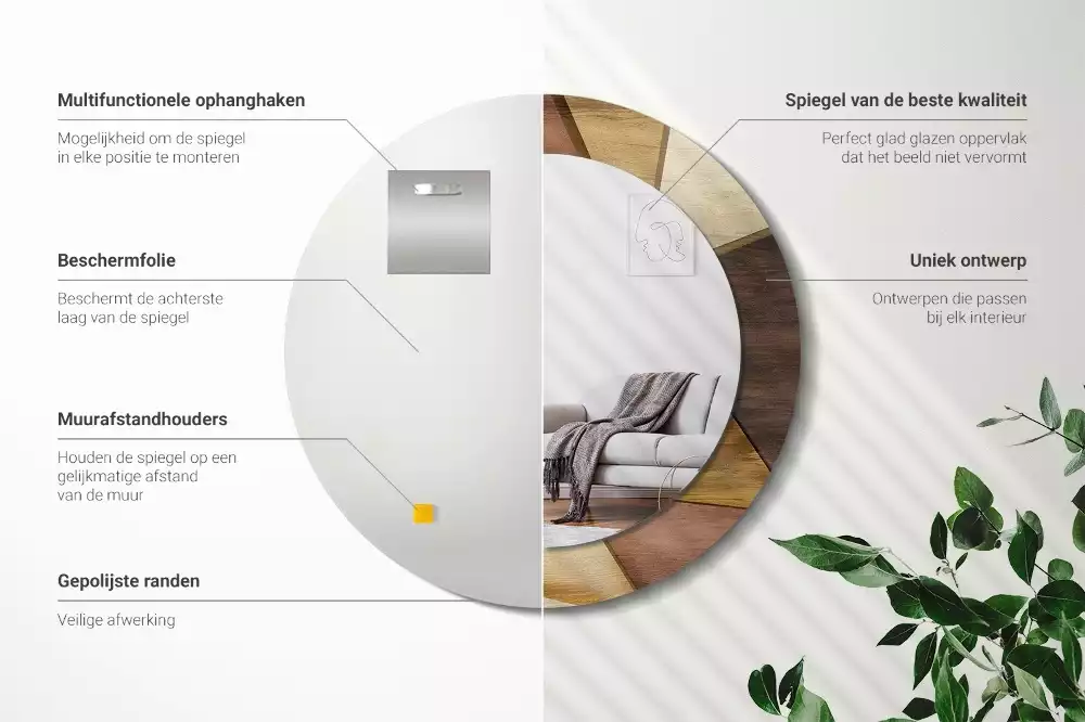 Spiegel rund Geometrisches 3D-Holz