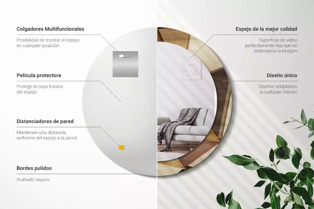 Spiegel rund Geometrisches 3D-Holz