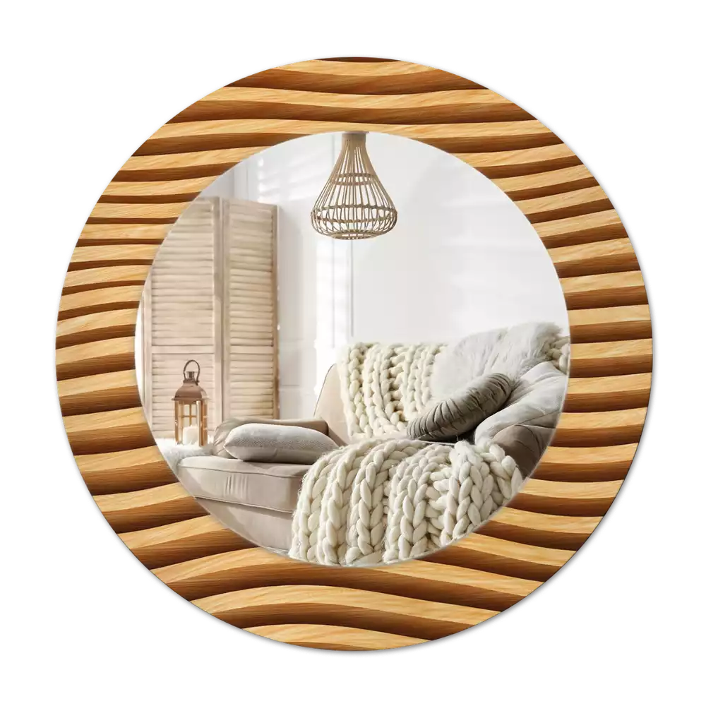 Spiegel rund Holzwelle