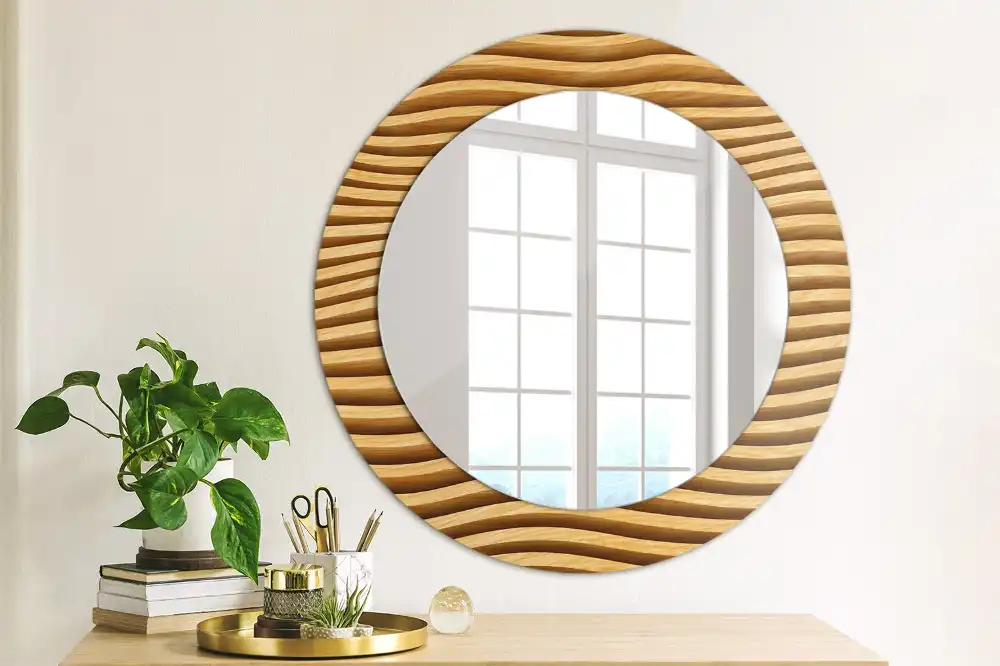 Spiegel rund Holzwelle