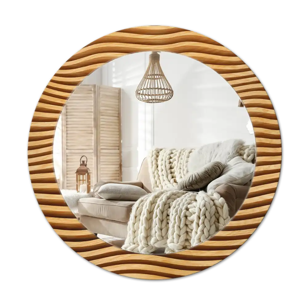 Spiegel rund Holzwelle
