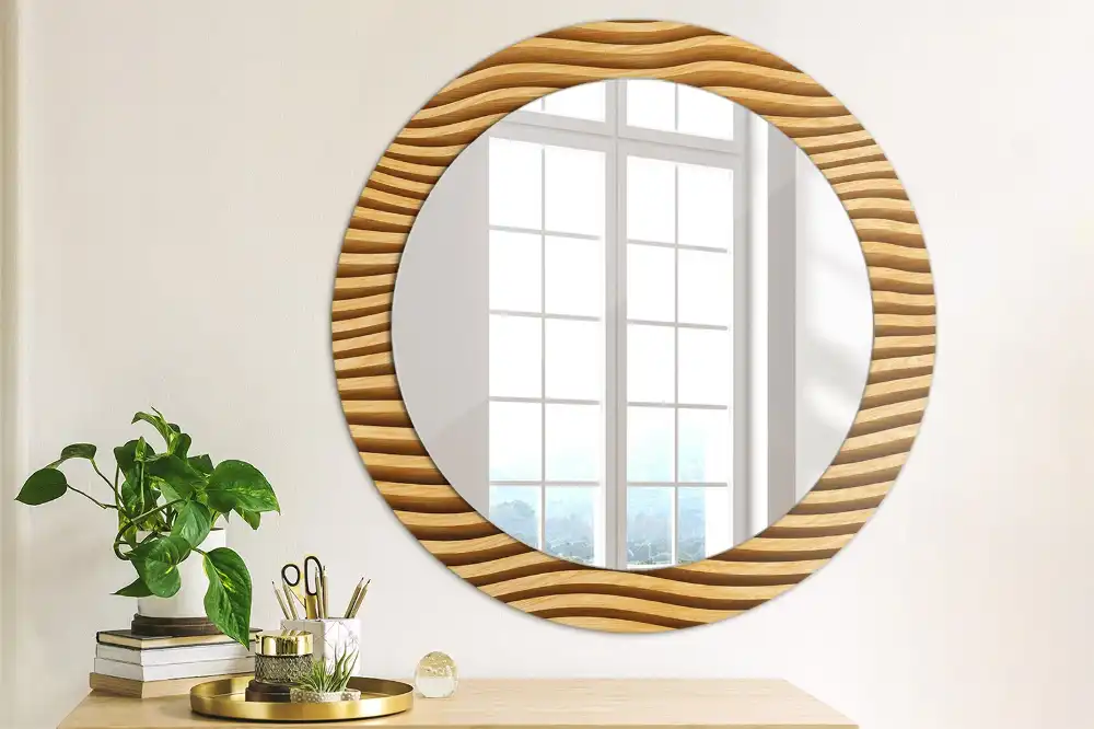 Spiegel rund Holzwelle