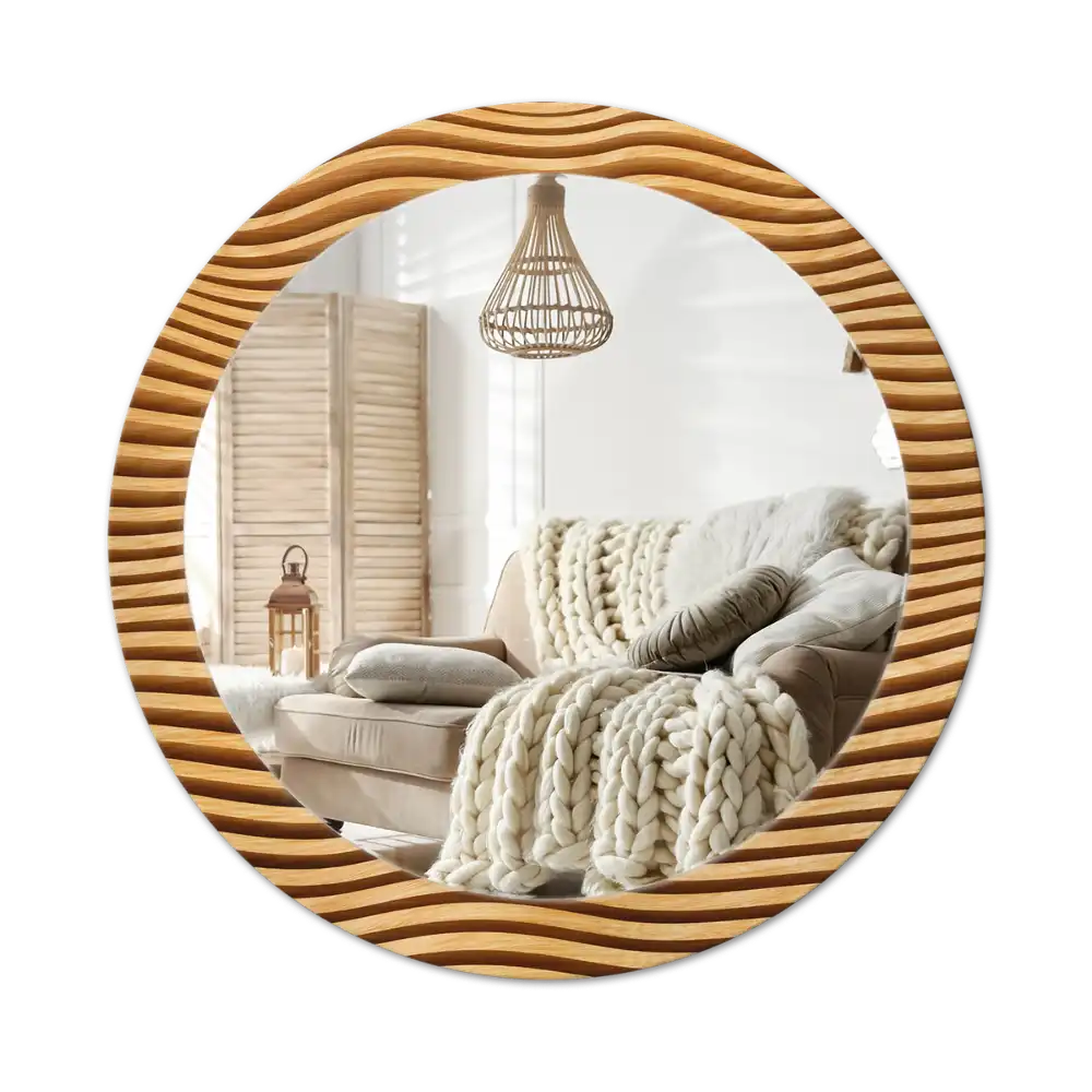 Spiegel rund Holzwelle