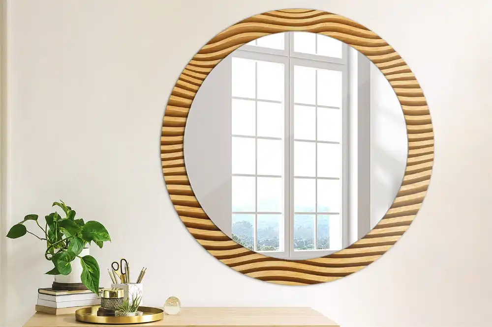 Spiegel rund Holzwelle